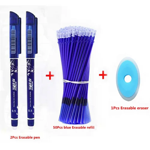 53Pcs blue set-E 53Pcs/lot 0.38mm Erasable Washable Pen Refill Rod for Handle Blue/Black Ink Gel Pen School Office Writing Supplies Stationery - Цвет: 53Pcs blue set-E