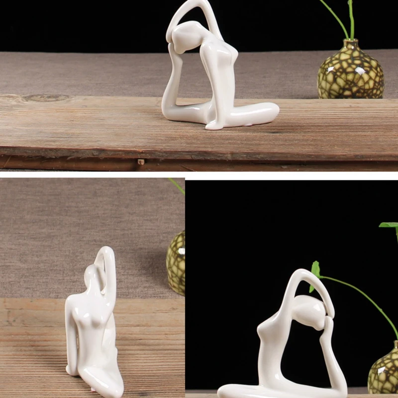 

2 Pcs Abstract Art Ceramic Yoga Poses Figurine Porcelain Yoga Lady Figure Statue Home Yoga Studio Decor Ornament, 8 & 10