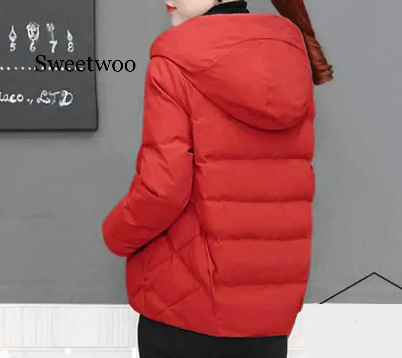 Winter Women Coat Parkas Solid Hooded Jacket 2020 Casual New Zipper  Loose Thick Outerwear Long Sleeve coat