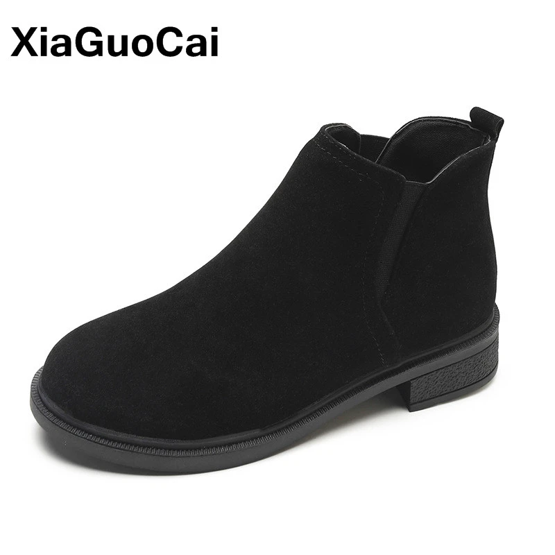 

2019 Spring Autumn Woman Ankle Boots Elastic Band Solid Color Women Shoes High Top Nubuck Leather Chelsea Boots High Quality