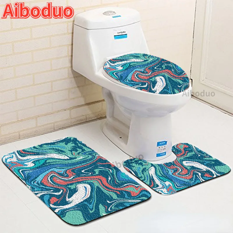 

Лидер продаж, масляная живопись, искусство, ванная комната, 3 предмета, ванная комната, Нескользящие впитывающие аксессуары для унитаза, чех...