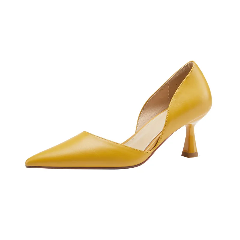 

All-Match Beige Heeled Sandals Shoes Closed Toe Slip-on Loafers Summer Women's Shallow Mouth Black Spring Girls Elastic Band 202