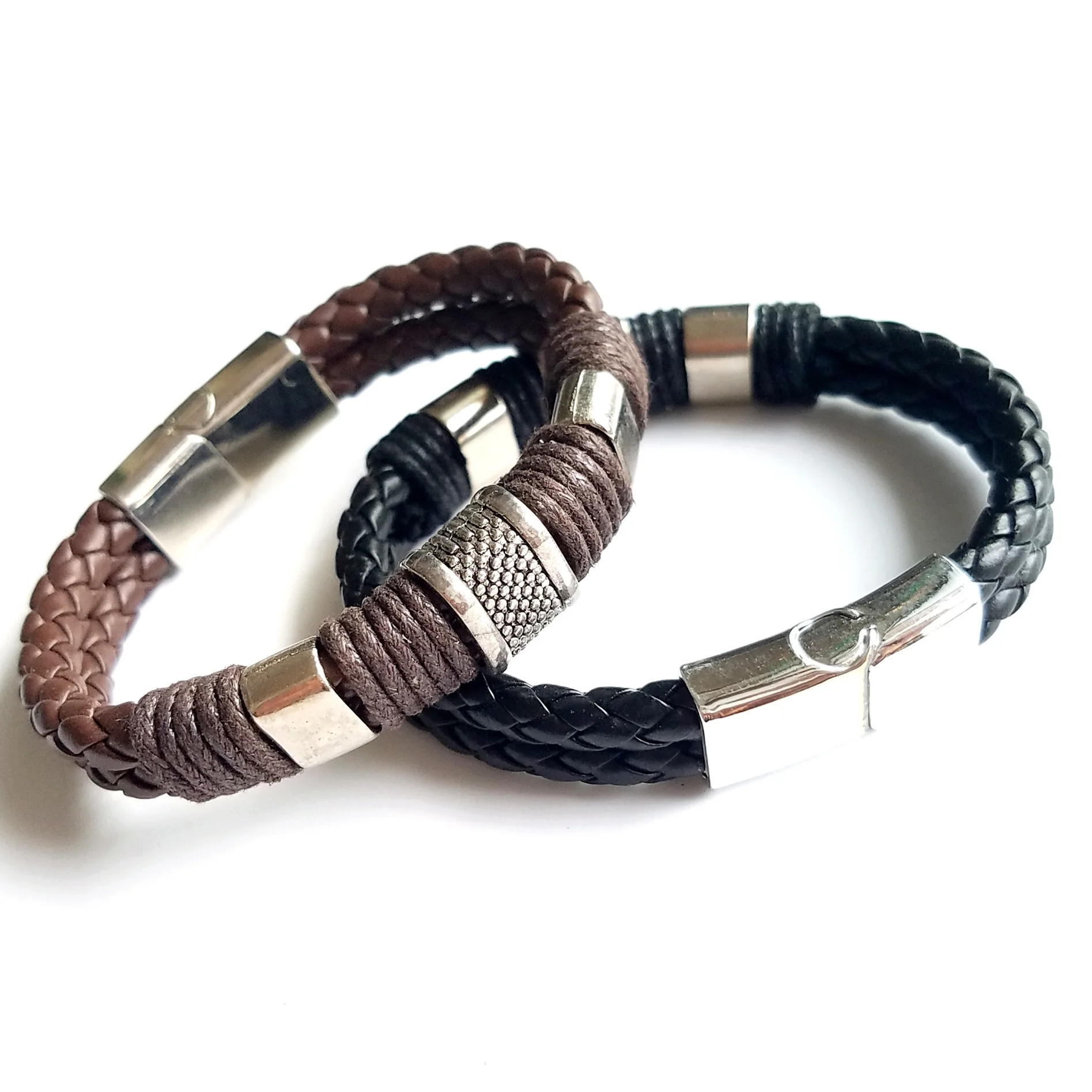 Новый креативный кожаный браслет с магнитной пряжкой из сплава мужской Простой