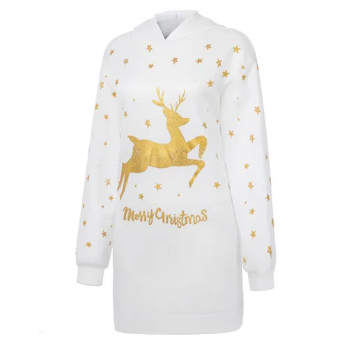 

Women Christmas Sweatershirt Autumn and Winter Snowflake Deer Pattern Long Sleeve Hoodie with Pockets Casual Loose Oversize Tops
