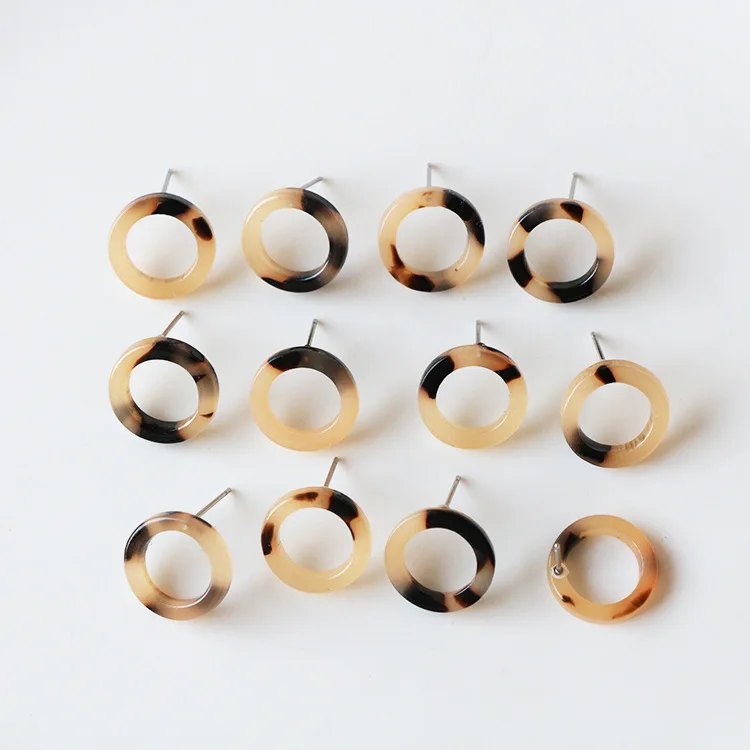 10 PCS 15mm Fashion Acetic Acid Resin Round Stud Earrings DIY Earring Accessories For Jewelry Making | Украшения и аксессуары
