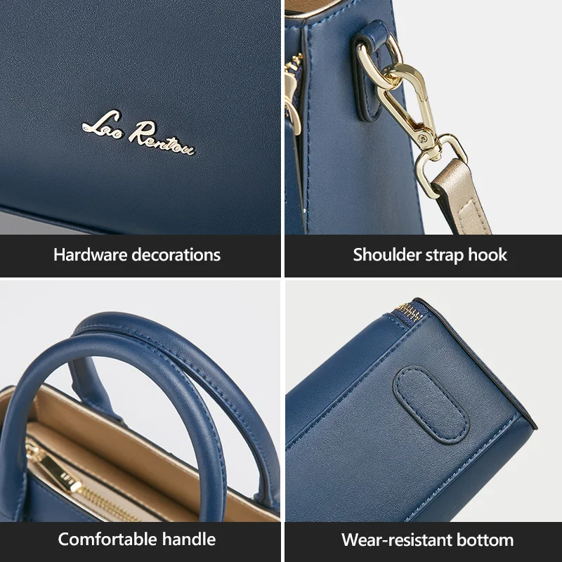 Элегантная дамская сумочка LAORENTOU из кожи элегантный вместительный тоут синего