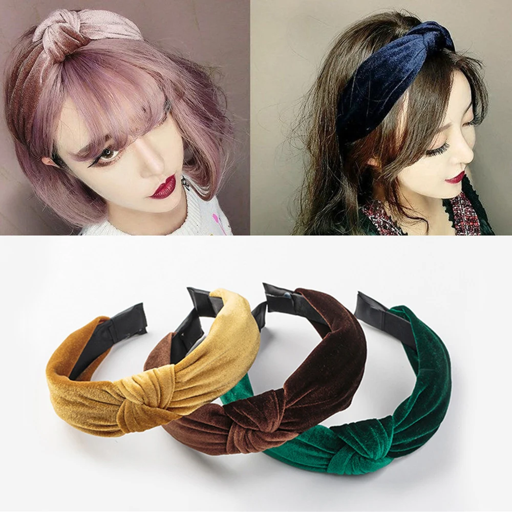 Новинка бархатная однотонная повязка на голову для женщин и девушек корейский