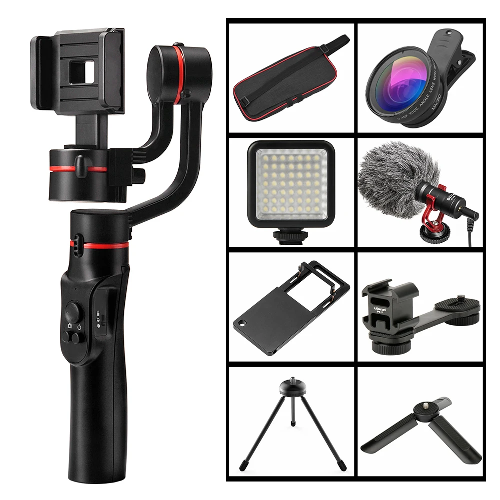 H2 Bundle8 3-осевой портативный смартфон Gimbal стабилизированный держатель для iPhone 11 Pro Xs Max Xr X 8 плюс samsung S9 S8 3 оси Zoom Action Камера - Цвет: H2 Bundle8