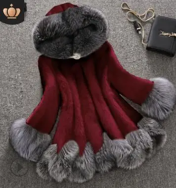 As Photo S-6XL, женское плотное длинное пальто из искусственного меха норки, зимнее теплое тонкое плюшевое пальто с открытой строчкой, женский кардиган с отделкой, капюшон, меховая шапка - Цвет: As Photo