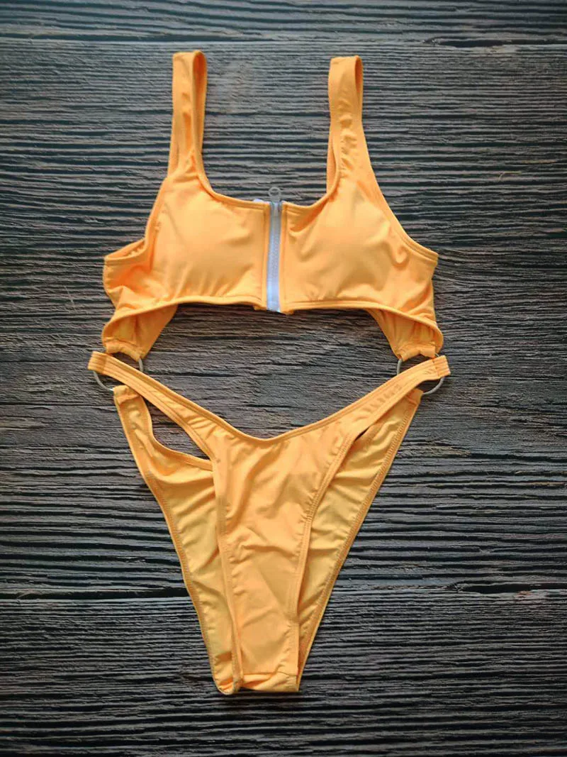 Новый сексуальный цельный купальник на молнии бандажный Женский монокини с