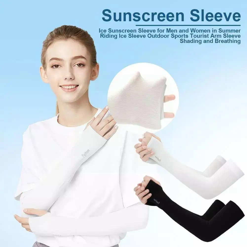 

Outdoor Sun Uv Protection Anti-slip Ice Silk Long Sleeve Cover Women Protector Cuff Men Summer Ice Sunscreen Gloves Arm Spo J9Y2