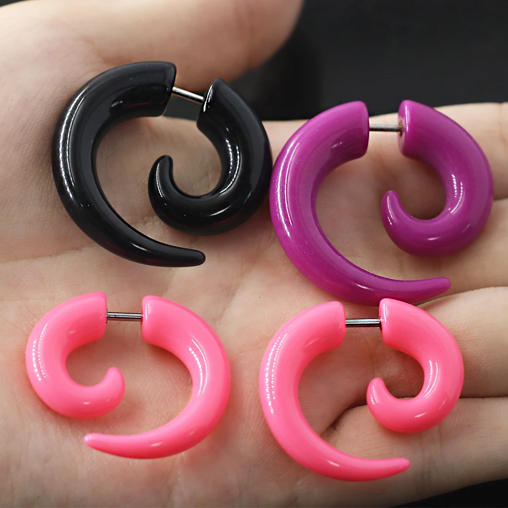 1 шт. форма улитки Круглые Акриловые конические поддельные серьги пуссеты с