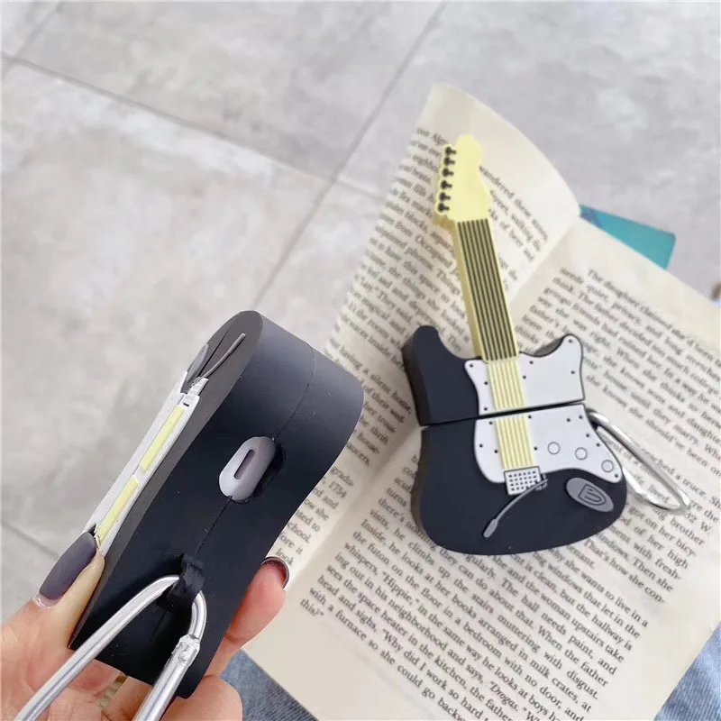 Чехол для AirPod 2 милый мягкий силиконовый чехол 3D рок электрической гитары