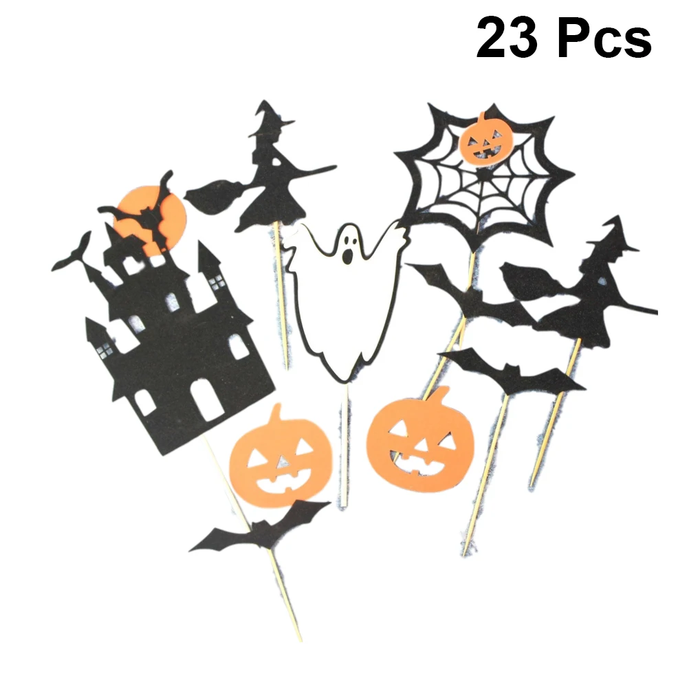 23 шт Хэллоуин торт Топпер Забавный ободок с хэллоуинской тематикой веб летучая