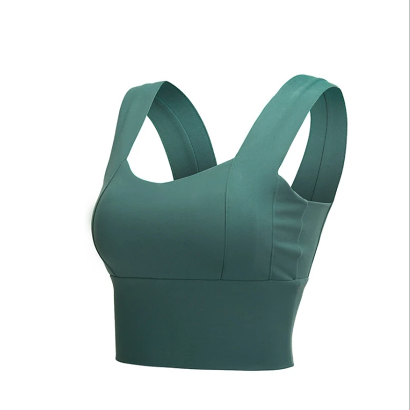 Padded Wide Shoulder Strap Pink Sports Bra Push Up Medium Impact Yoga Workout Band Running Gym Activewear Tank Top | Спорт и