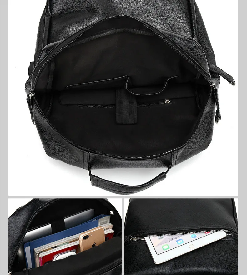 

Fashion Men Backpack for Teenager Luxury Designer Leather Backpacks Male Student Travel Laptop Backpack School Bag for Men