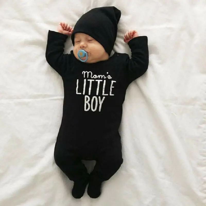 pudcoco 2019 Brand Cute Newborn Baby Little Boys Cotton Romper Outfits Clothes 1 Piece Black Long Sleeve Jumpsuit |