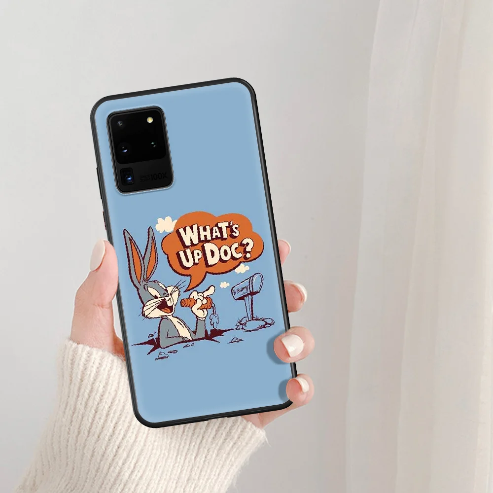 

Bugs Bunny Cute Cartoon Phone Case For Samsung Galaxy Note S 8 9 10 20 Plus E Lite Uitra black Cover Luxury Coque Painting