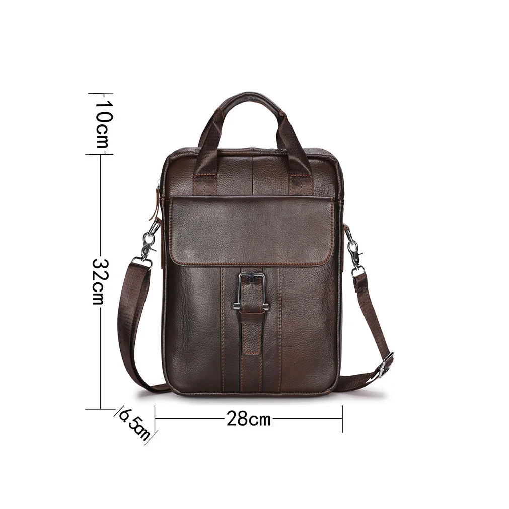 

Brand Men Shoulder Tote Bag Genuine Leather Business Messenger Bag for Man 2021 Casual Vintage Male Crossbody Bags Handbags Ipad