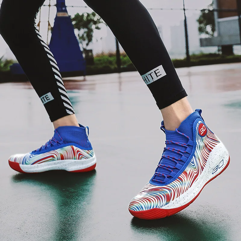 Fashion Rainbow Basketball Sneakers Men Women Anti-slip Sport Shoes Men Basketball Shoes Breathable Trainer Couple Sneakers