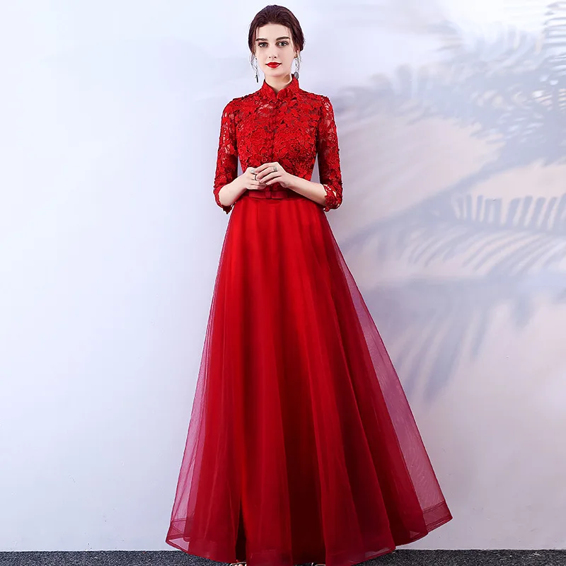 

Women's long formal prom evening dress Plus size embroidery chiffon mermaid wedding party dress sexy navy cocktail party dress