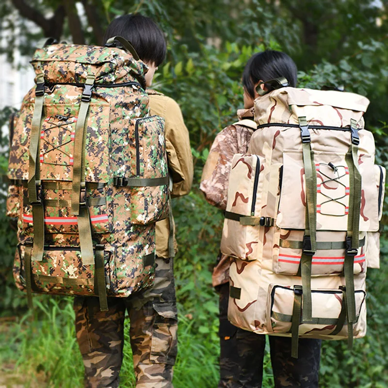 Outdoor 130L Large Capacity Travel Bags Men Oxford Military Camping Hiking Backpack Waterproof Climbing Tactical Rucksack XA767F