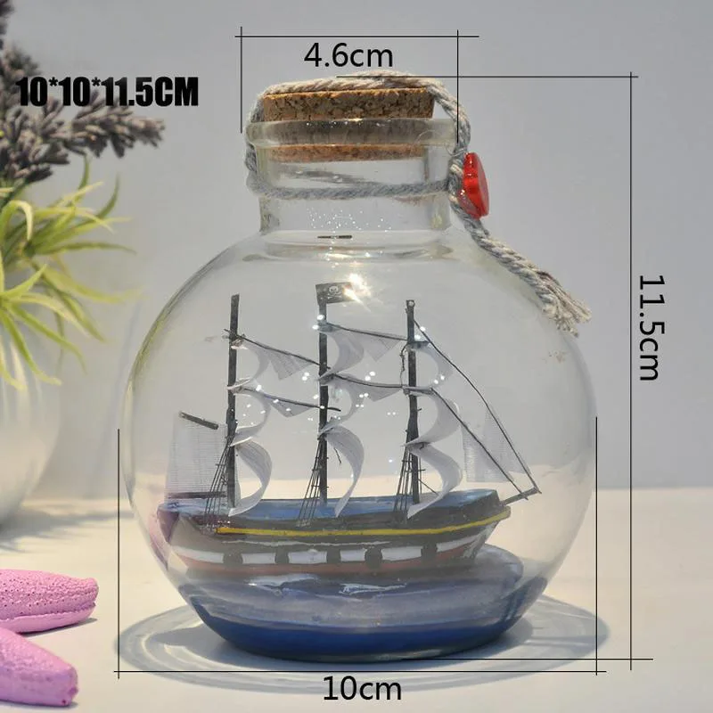 

Creative Sailing Boat In Drift Bottle Mediterranean Style Glass Pirate Ship Wishing Bottle Unique Bottle Home Decor Gifts Crafts