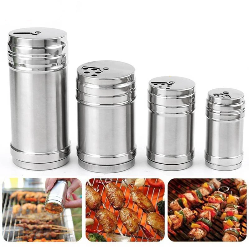 Шейкер из нержавеющей стали для соли перца тмина порошка барбекю банки приправ
