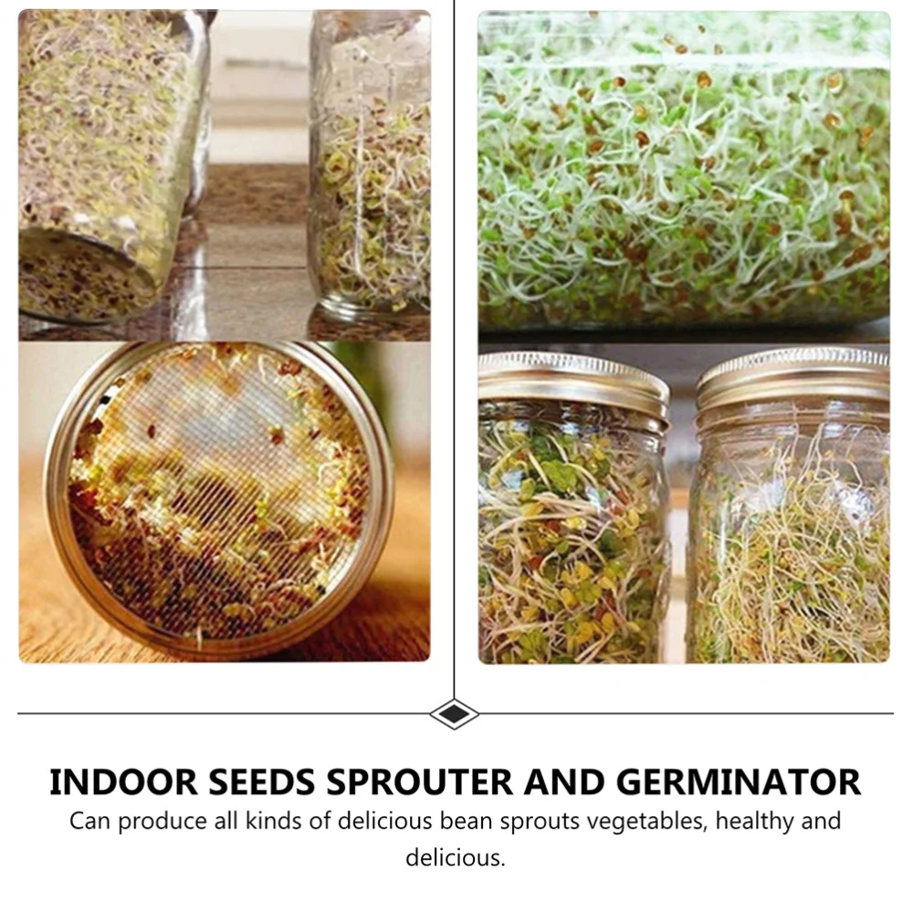 

1 Set Stainless Steel Lids Mason Sprouting Jars with Storage Racks (Transparent)