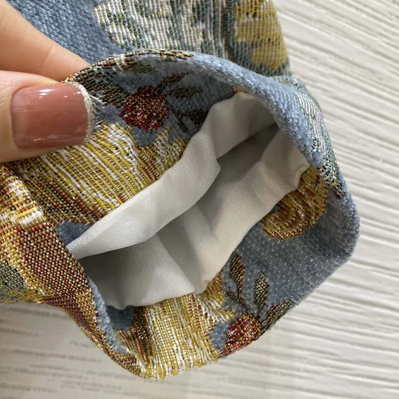 

AELESEEN Fashion Runway Summer Vintage Mini Dress Women Short sleeve Slim Flower Print Ladies Elegant Jacquard Dress vestidos