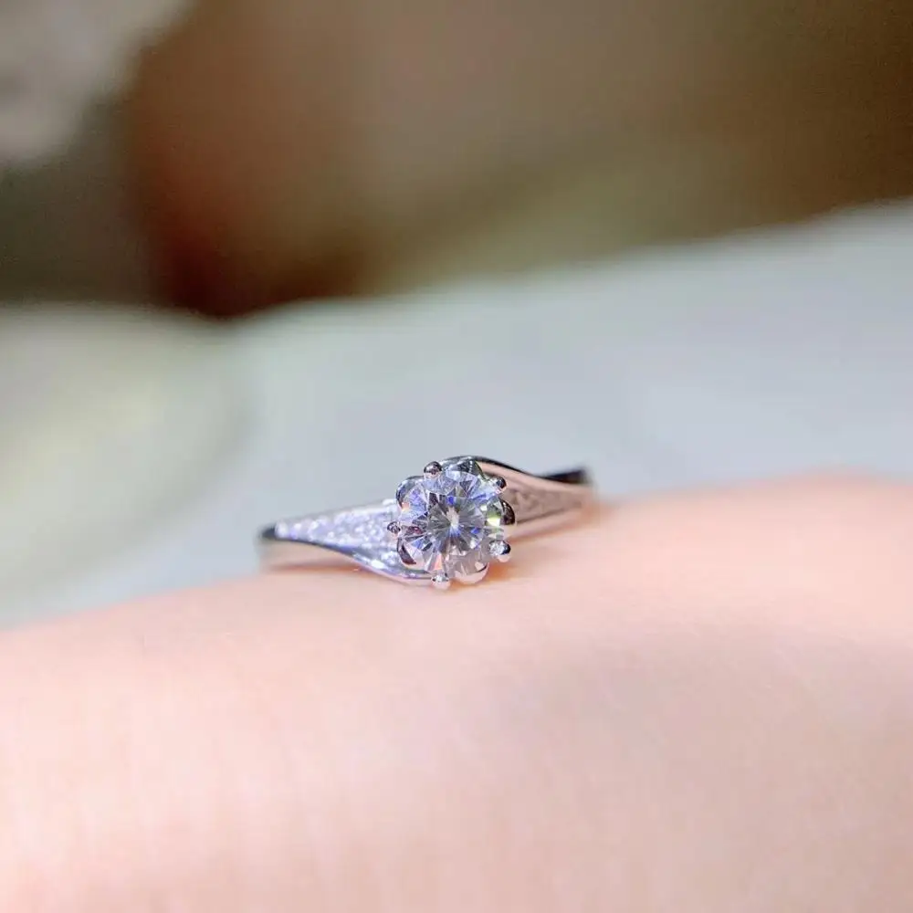 Kkmall магазин круглое серебряное кольцо с муассанитом 0.50ct D VVS роскошное кольцо с муассанитом Weding для женщин