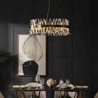 led postmodern round golden crystal designer hanging lamps suspension luminaire lampen pendant lamp pendant light for foyer