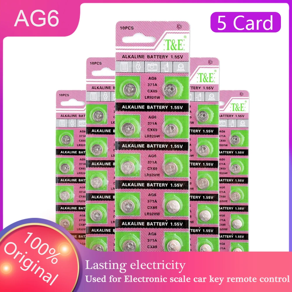 

50Pcs Wholesale Button Cell Coin Battery 1.5V Clocks Watches Alkaline Battery SR920SW AG6 LR920 371 L921 LR921 LR920SW SB-AN SG6