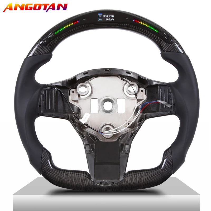 

100% Real Carbon Fiber LED Display Steering Wheel compatible For Tesla Model 3
