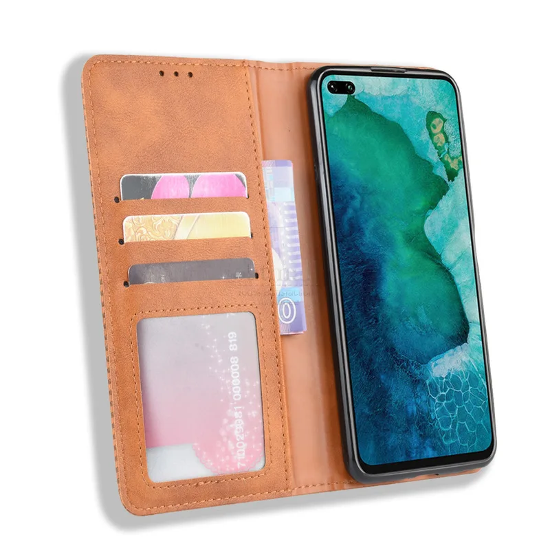 Роскошный Тонкий Магнитный кожаный флип-чехол в стиле ретро для Huawei Honor View 30 V30 Pro