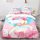 Комплект постельного белья Rainbow Bunny, односпальный, односпальный, двуспальный, большого размера, Kawaii, Комплект постельного белья для девочки Aldult, детская спальня, комплект с чехлом для двух веток с 3D принтом 012