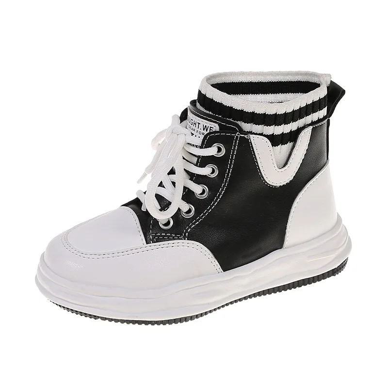 

Children Boots 2021 New British Style Low-top Short Boot Lace-up Design Boot Girls Boys Breathable Lighted Casual Sneaker