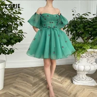 lorie green prom dresses 2021 a line green red cherry short puff sleeves short party gown robes de cocktail dress for teens