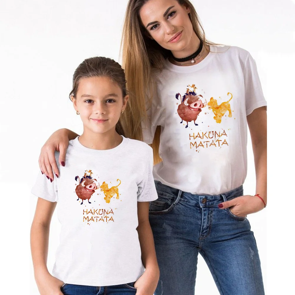 

Family Matching Clothes Mother Father Daughter Son Kid T-Shirts Disney The Lion King Printing Tees Family Look Mommy and Me Tops