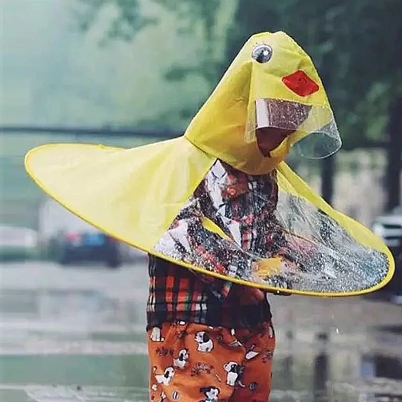 Дождевик складной из ПВХ с рисунком желтой утки 90 170 см|Дождевик для