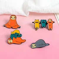 cute cartoon sloth brooch bag alloy shirt bag pins badges enamel broches for men women badge pins brooches jewelry accessories