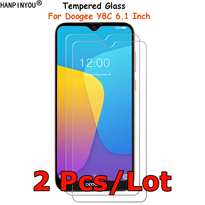 

2 шт./лот Для Doogee Y8C 6,1 "закаленное стекло Защита экрана Взрывозащищенная защитная пленка закаленное стекло