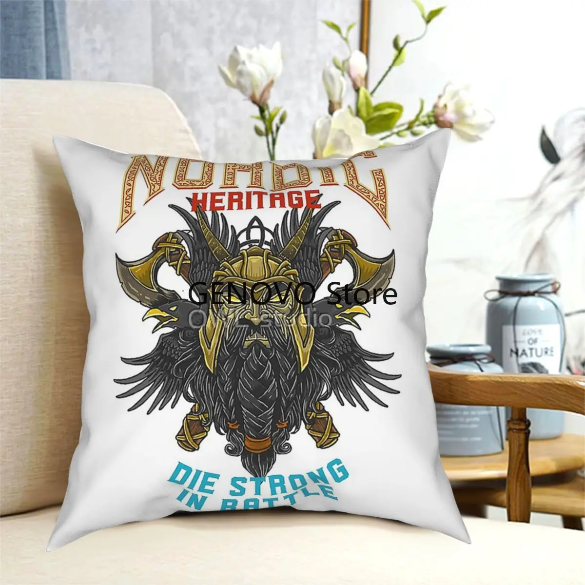 

Nordic Heritage Viking Special Gift Assassins Creed Valhalla,Viking,Vikings Square Pillow Case Throw Pillow Novelty Pillowcase