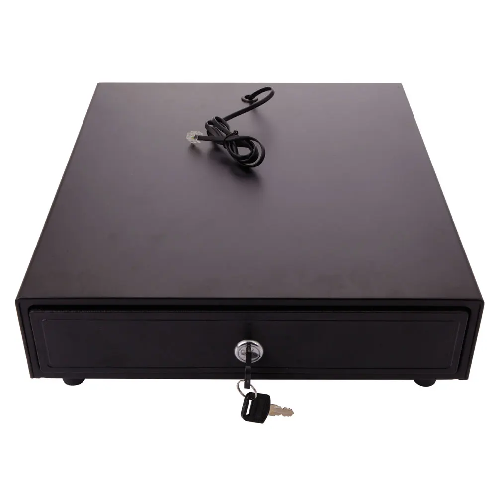 

High-End Home Commercial Use 4-Compartment 3 Lock Modes Stainless Steel Cash Box 38x33.5x7.8CM Black[US-Stock]