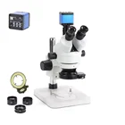 Тринокулярный микроскоп 3,5x-90X, комплект стерео микроскопа, микроскоп с камерой 16 МП, HDMI, USB, со светодиодной подсветкой 144 и подставкой для ремонта печатных плат