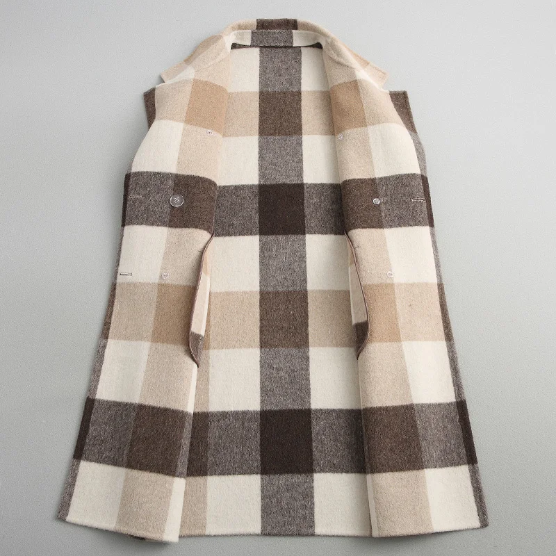 Зимнее женское пальто из натуральной шерсти двухстороннее шерстяное и куртки