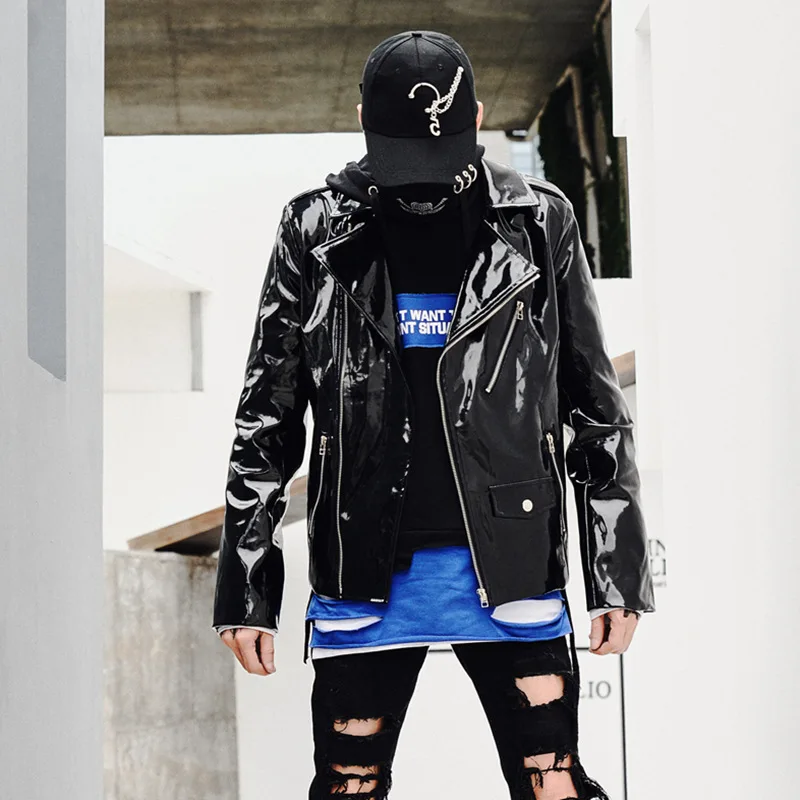 Мужская кожаная куртка в стиле панк повседневная мотоциклетная хип хоп уличная