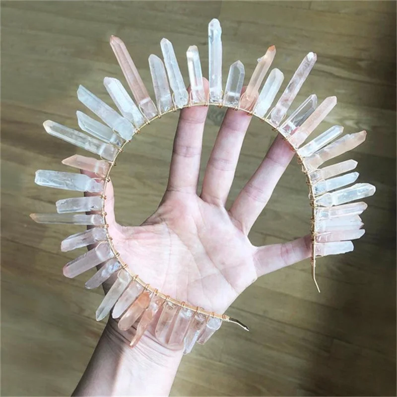 

Rose Quartz Crystal Halo rose crown pink quartz bohemian crown bridal crystal headpiece bridal tiara