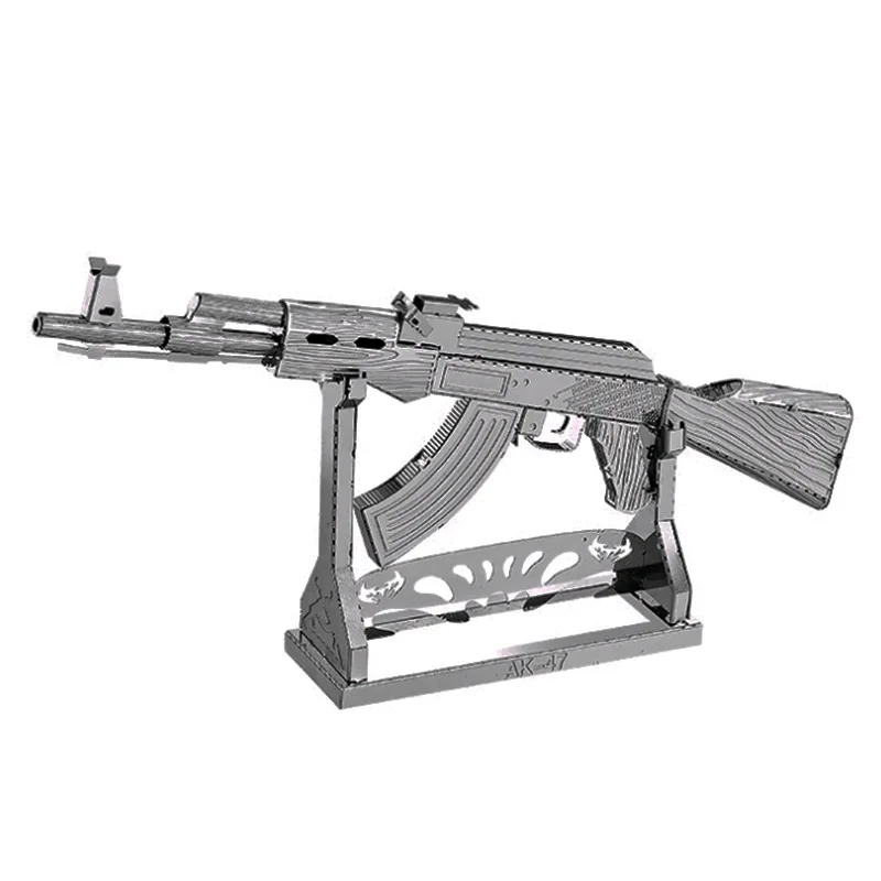 AK47 assault rifle 3D металлическая головоломка модель игрушка головоломка военная конструкция насекомое несколько моделей Набор DIY взрослых головоломки развития интеллекта - Цвет: AK47 assault rifle