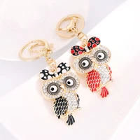 fashion hot selling new creative lovely bow owl alloy pendant ornaments girl bag dangle and key chain car pendant for women